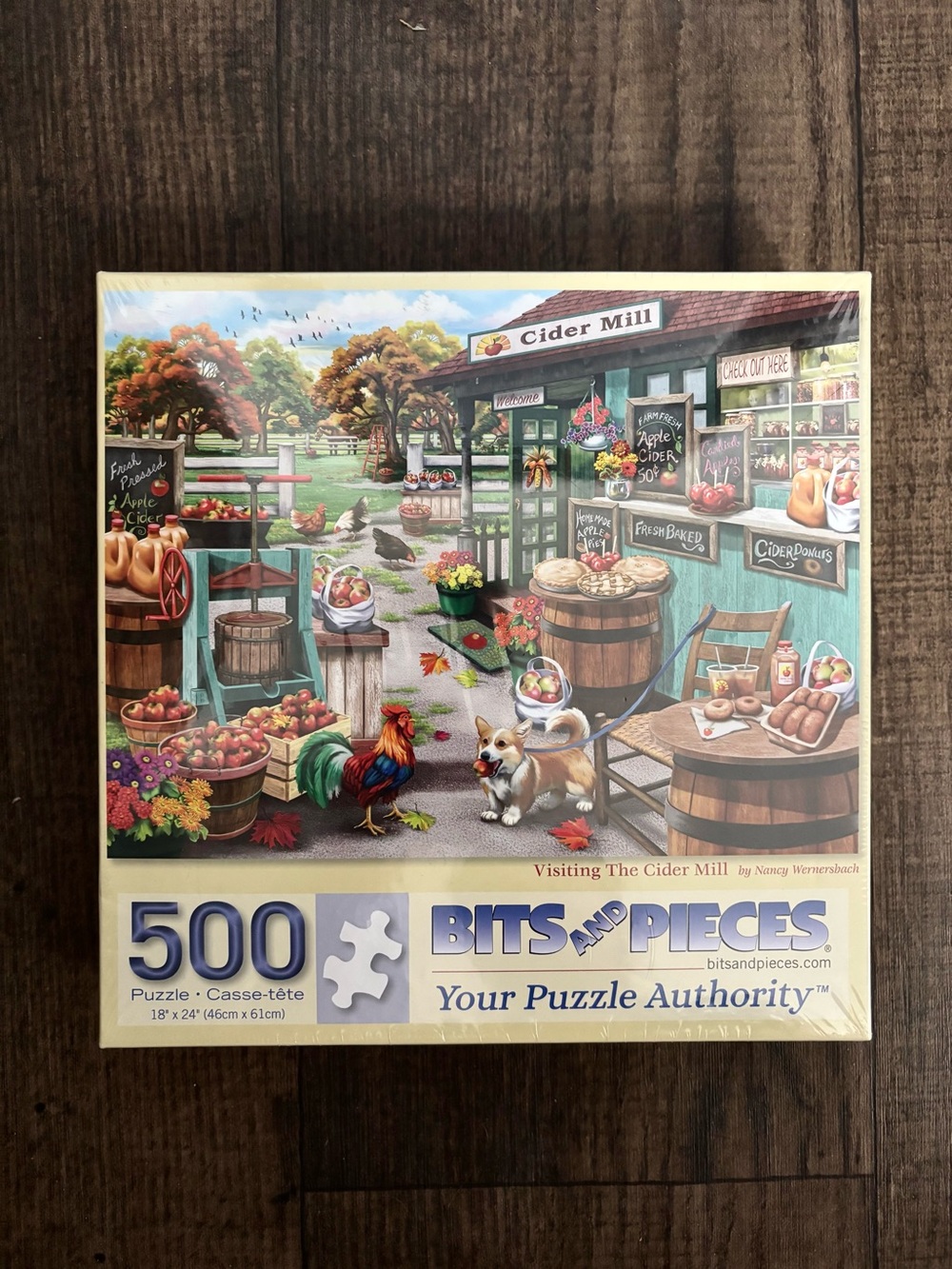 Bits And Pieces 500 Pc Visiting The Cider Mil Puzzle 18”x24” By Nancy Wernesbach